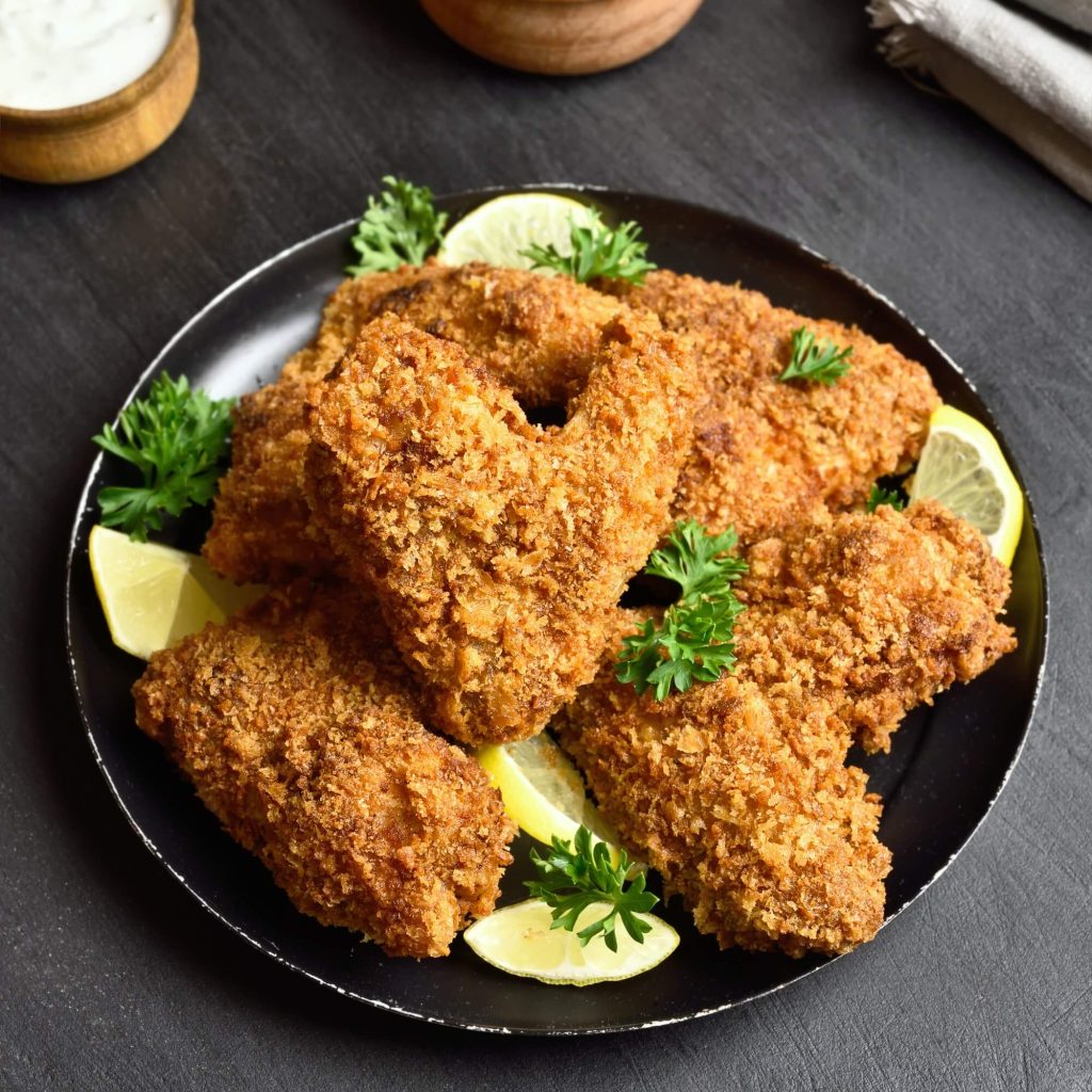 Fried breaded chicken wings